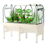 Drivhus för VegTrug Classic Medium, slitstarkt PE-överdrag med öppningsbara luckor för ventilation