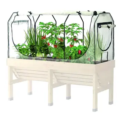 Drivhus för VegTrug Classic Medium, slitstarkt PE-överdrag med öppningsbara luckor för ventilation