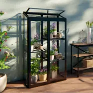 Högt miniväxthus | 4mm säkerhetsglas | Svart