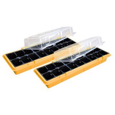 Minidrivhus för fönsterbräda, orange, 2-pack