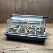 Minidrivhus stor med SunBlaster LED 30 cm, drivhus 37.5x23x18cm + LED växtlampa 8W 30cm