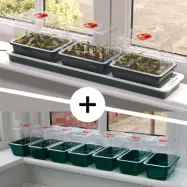 Miniväxthus med 3 + 7 kupor med undervärme