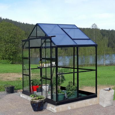 Växthus 3,3m² | 4mm säkerhetsglas | 5 års stormgaranti | Svart