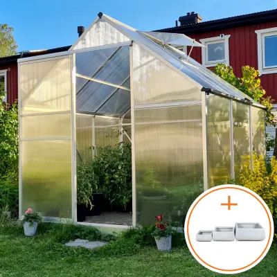 Växthus i kanalplast 5,1m² | Hög odlingshöjd