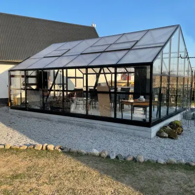 Extra brett premium glasväxthus 31m² | Stormgaranti och säkerhetsglas