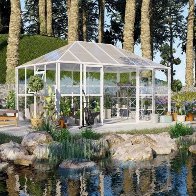 Gazebo 13m² | 5 års stormgaranti | Stort premiumväxthus | Vit
