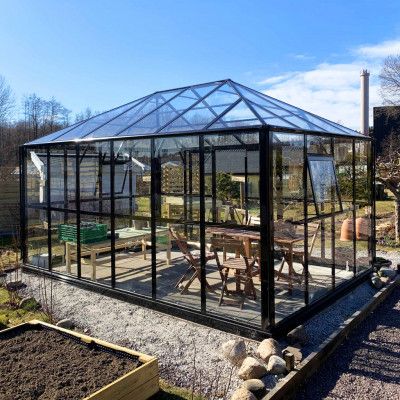 Gazebo 13m² | Stort premiumväxthus med glastak | Stormgaranti
