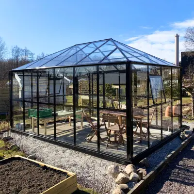 Gazebo 13m² | Stort premiumväxthus med glastak | Stormgaranti