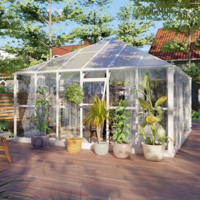 Växthus 19m² | Premium Gazebo | Stormgaranti | Vit