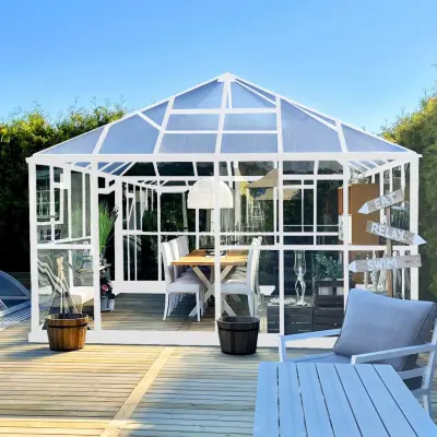 Växthus 19m² | Premium Gazebo | Stormgaranti | Vit