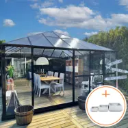Gazebo 19m² Premiumväxthus | 4mm säkerhetsglas | Svart