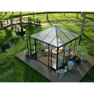 Gazebo 8,1m² | Kvadratiskt premiumväxthus | 4 mm säkerhetsglas | 5 års stormgaranti