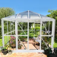 Gazebo 8,7 m² | 5 års stormgaranti | Kvadratiskt växthus | Vit