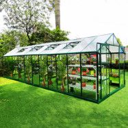Glasväxthus 17,5 m² | 4 mm säkerhetsglas | 5 års stormgaranti | Grön
