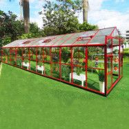 Glasväxthus 19 m² | 4 mm säkerhetsglas - Röd