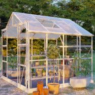 Glasväxthus 6,4 m² | 5 års stormgaranti | 4 mm säkerhetsglas | Vit