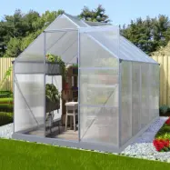 Klassiskt växthus i aluminium 5,9 m² | UV-skyddad kanalplast&bas ingår