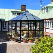 Orangeri och lusthus 12,6m² | Sexkantigt växthus | 4mm säkerhetsglas