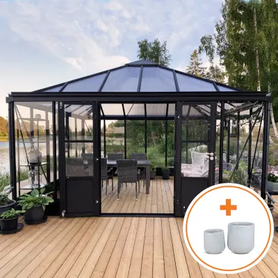 Orangeri och uterum 19,2m² | Fyrkantigt växthus