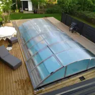 Pooltak 4x8m med sidodörr | Skjutbart - Aluminium