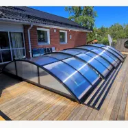 Pooltak 4x8m med sidodörr | Skjutbart - Svart