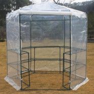 Sexkantigt plastväxthus 3,8m² | Stålram | Transparent PE-plastöverdrag