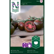 Tomat'Tiger'F1, röd, smakrik, 150-200 cm, sol, växthus, 4 frön, räcker till 3-4 plantor.