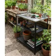 Tvättställ i galvaniserat stål med handfat&kran | Utomhus | 80×50×90 cm