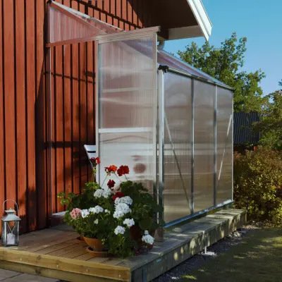 Väggväxthus 2,7m² | Kanalplast | Aluminiumstomme