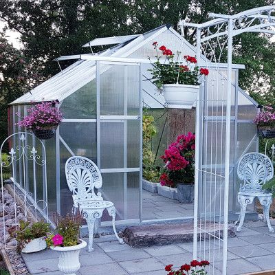 Växthus 10,7m² | Hög odlingshöjd | 1,5mm förstärkt profil | Kanalplast