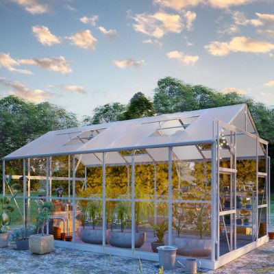 Växthus 11,1m² | 4mm säkerhetsglas | 5 års stormgaranti | Vit