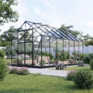Växthus 11,2m² - Härdat glas - Svart