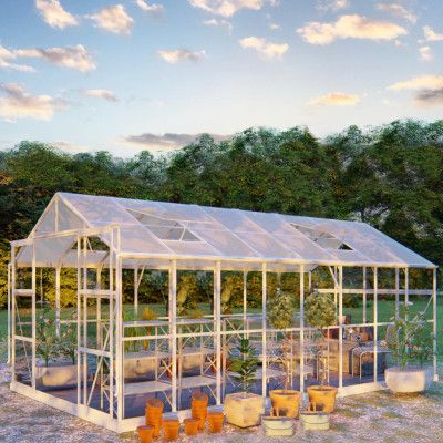 Växthus 12,7m² | 5 års stormgaranti | 4mm säkerhetsglas | Vit