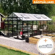 Växthus 12,7m² | Svart | 4mm säkerhetsglas | 5 års stormgaranti