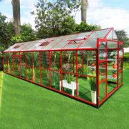 Växthus 16 m² med säkerhetsglas | 5 års stormgaranti | Röd