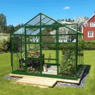 Växthus 4,9m² | 4mm säkerhetsglas | 5 års stormgaranti | Grön