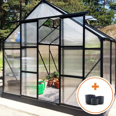 Växthus 7,2m² | Extra hög odlingshöjd | Svart