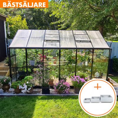 Växthus 9,6 m² | 5 års stormgaranti| 4mm säkerhetsglas
