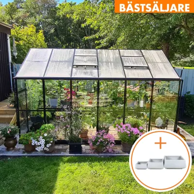 Växthus 9,6 m² | 5 års stormgaranti| 4mm säkerhetsglas