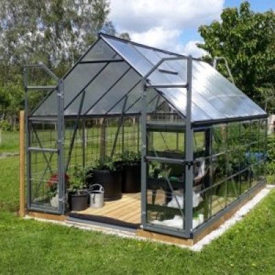 Växthus Balance Grå - 8,8 m² + Växthusbord