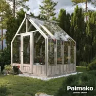 Växthus Emilia med fundament 5,4 m²  Grå tryckimpregnerat trä