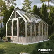 Växthus Emilia med fundament 8,2 m²  Grå tryckimpregnerat trä