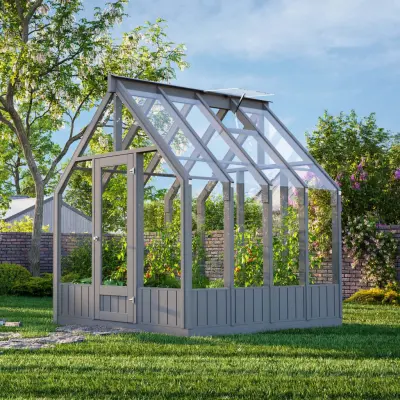 Växthus I Trä Emilia Träväxthus - Grå 5,9 M²