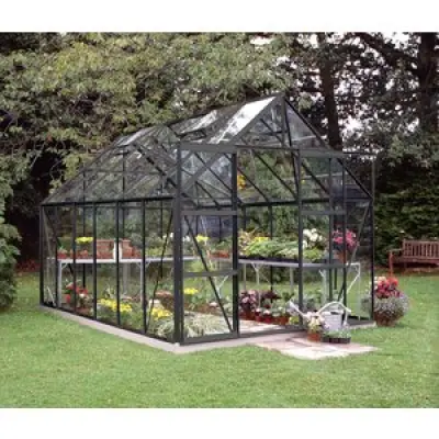 Växthus Magnum - 9,9 m² Svart med Härdat glas