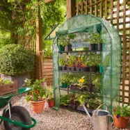 Växthus med 4 hyllor, extra brett