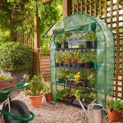 Växthus med 4 hyllor, extra brett