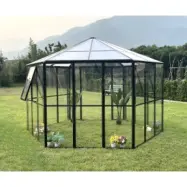 Växthus Miranda V.2 med härdat glas - Svart 9,0 m² + Växthusrengöring