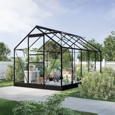 Växthus 6,2m² - Härdat glas - Svart