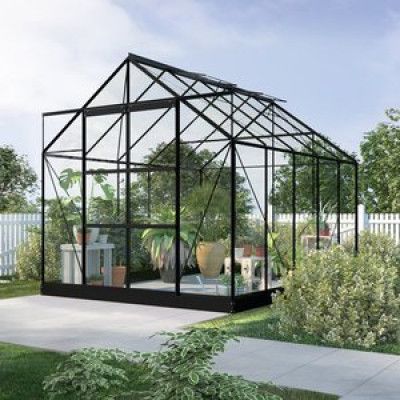 Växthus 8m² - Härdat glas - Svart