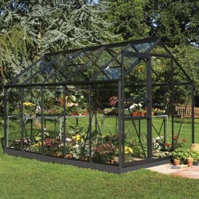Växthus Popular 6,2 m² - Svart med härdat glas